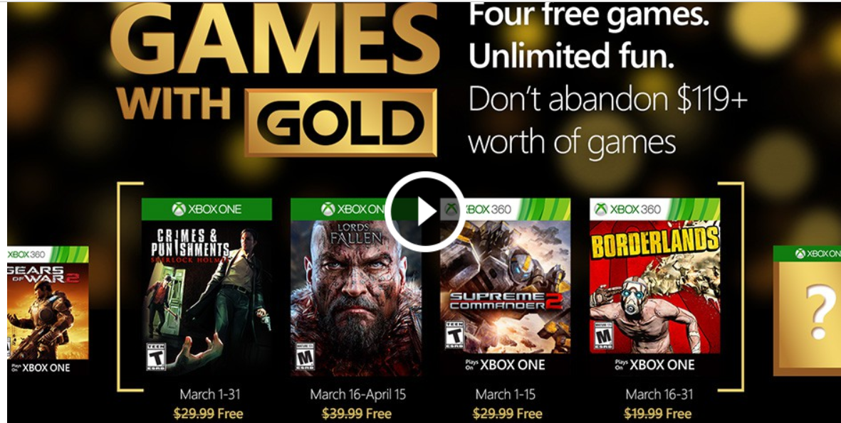 Consulate infrastructure love These are Xbox Live Games With Gold For March 2016