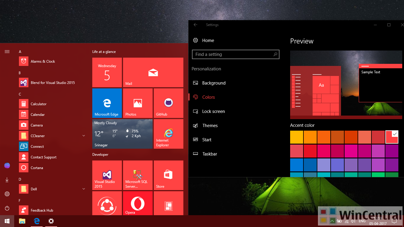 how to change the taskbar color windows 10