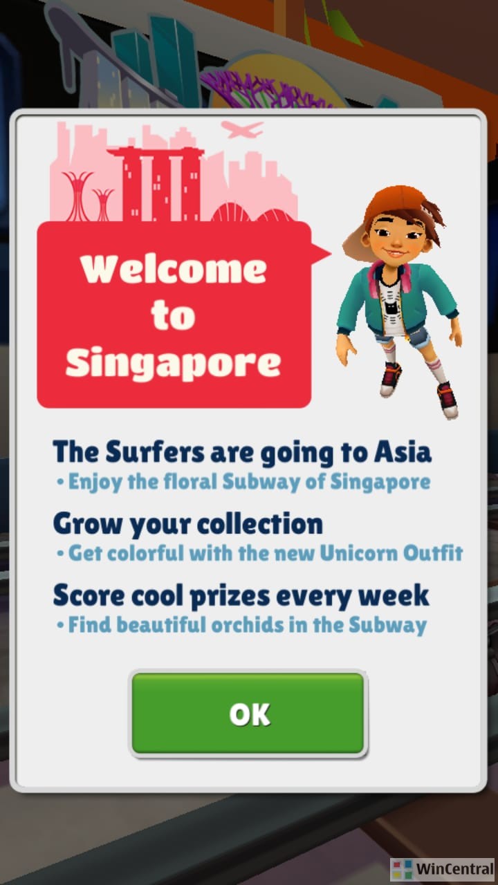 Latest update for Subway Surfers game takes you to Singapore