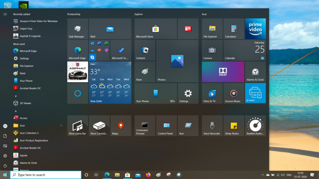 optimal layout for windows 10