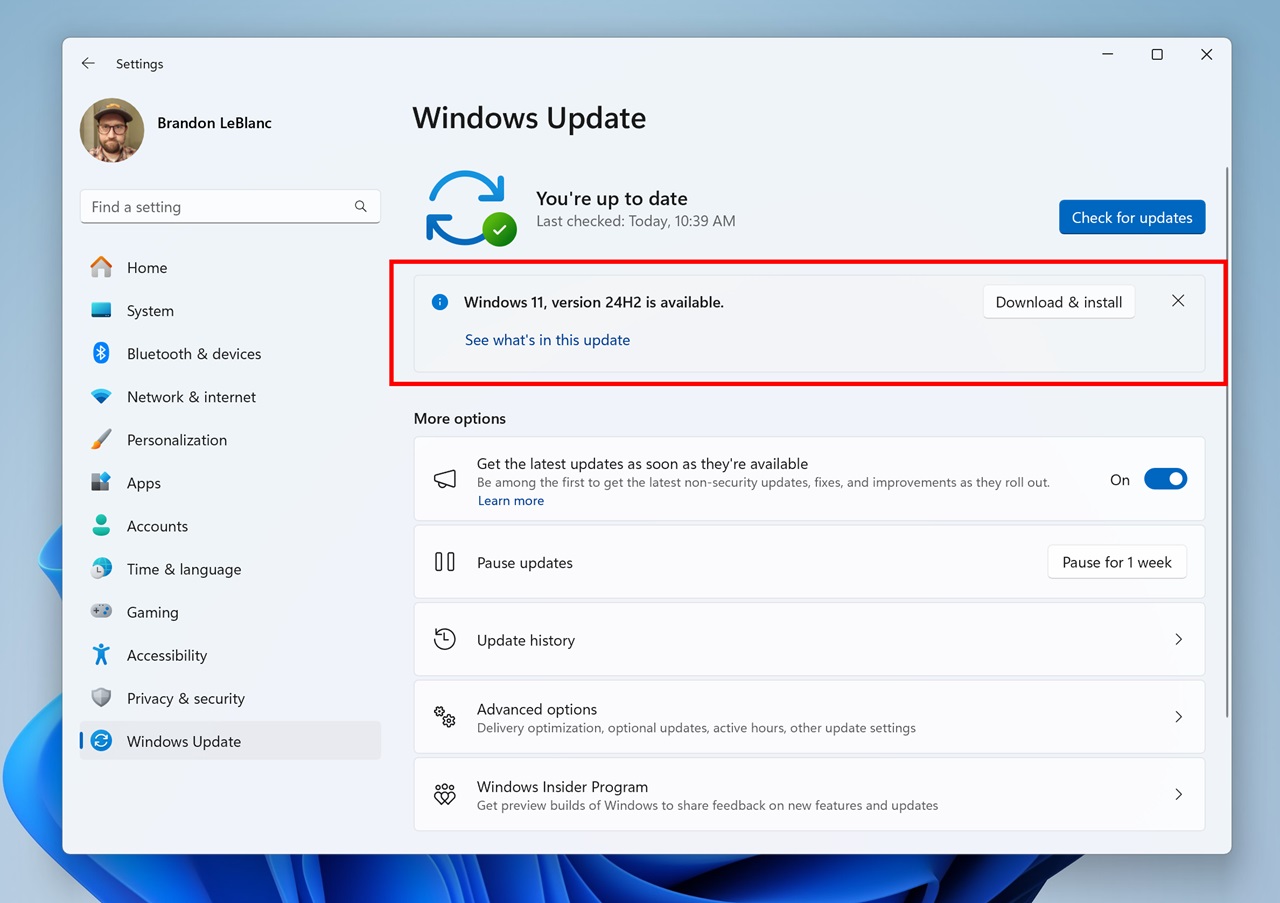 how to update windows 11 pro 23h2 to 24h2