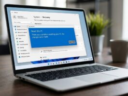 Windows 11 error message showing Reset this PC failed after KB5077212 update