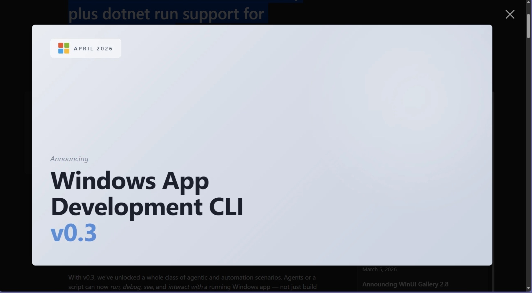 Windows App CLI v0.3 Adds run, ui & dotnet support - WinCentral