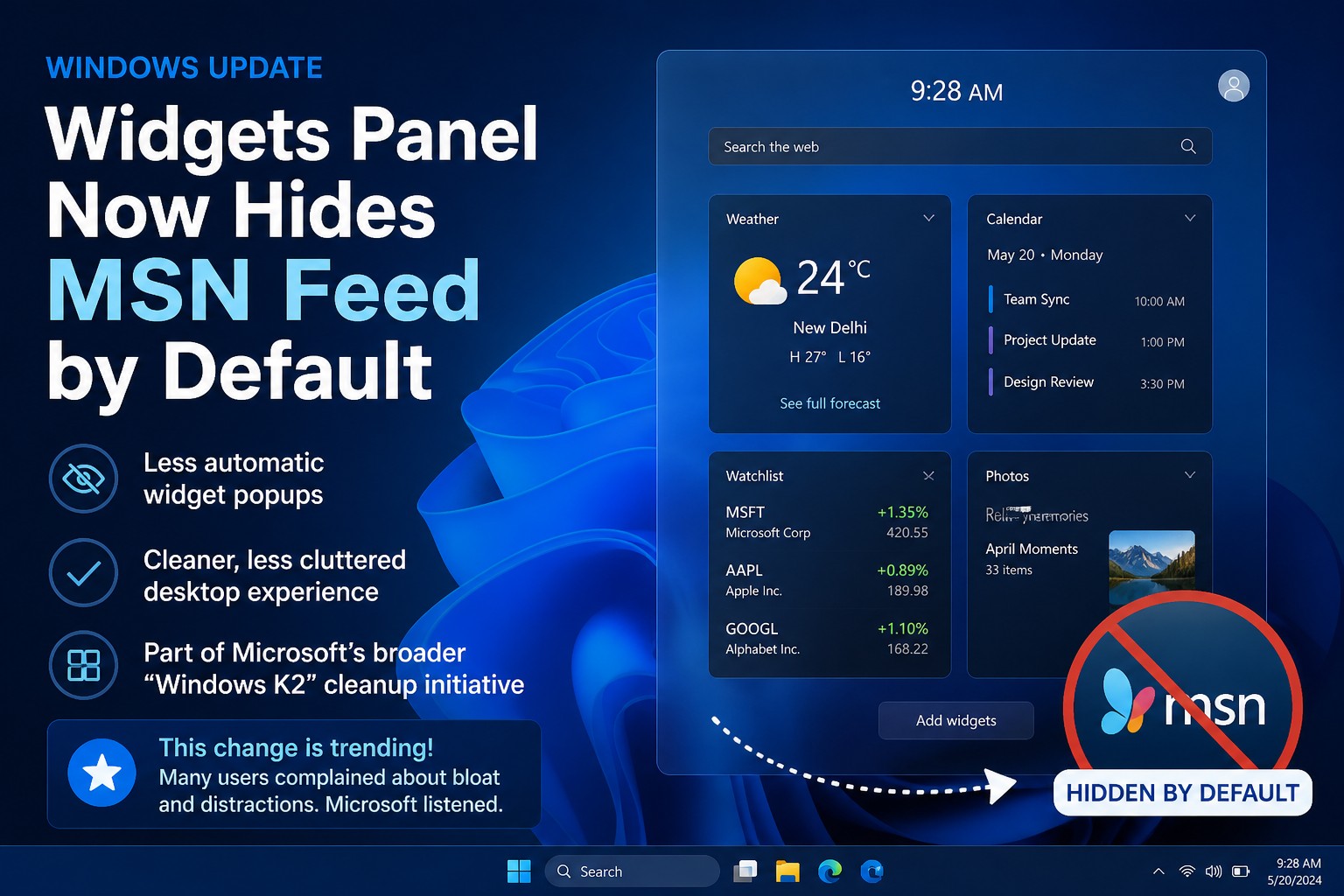 Windows Widgets Panel Gets Cleaner With MSN Feed Hidden by Default ...