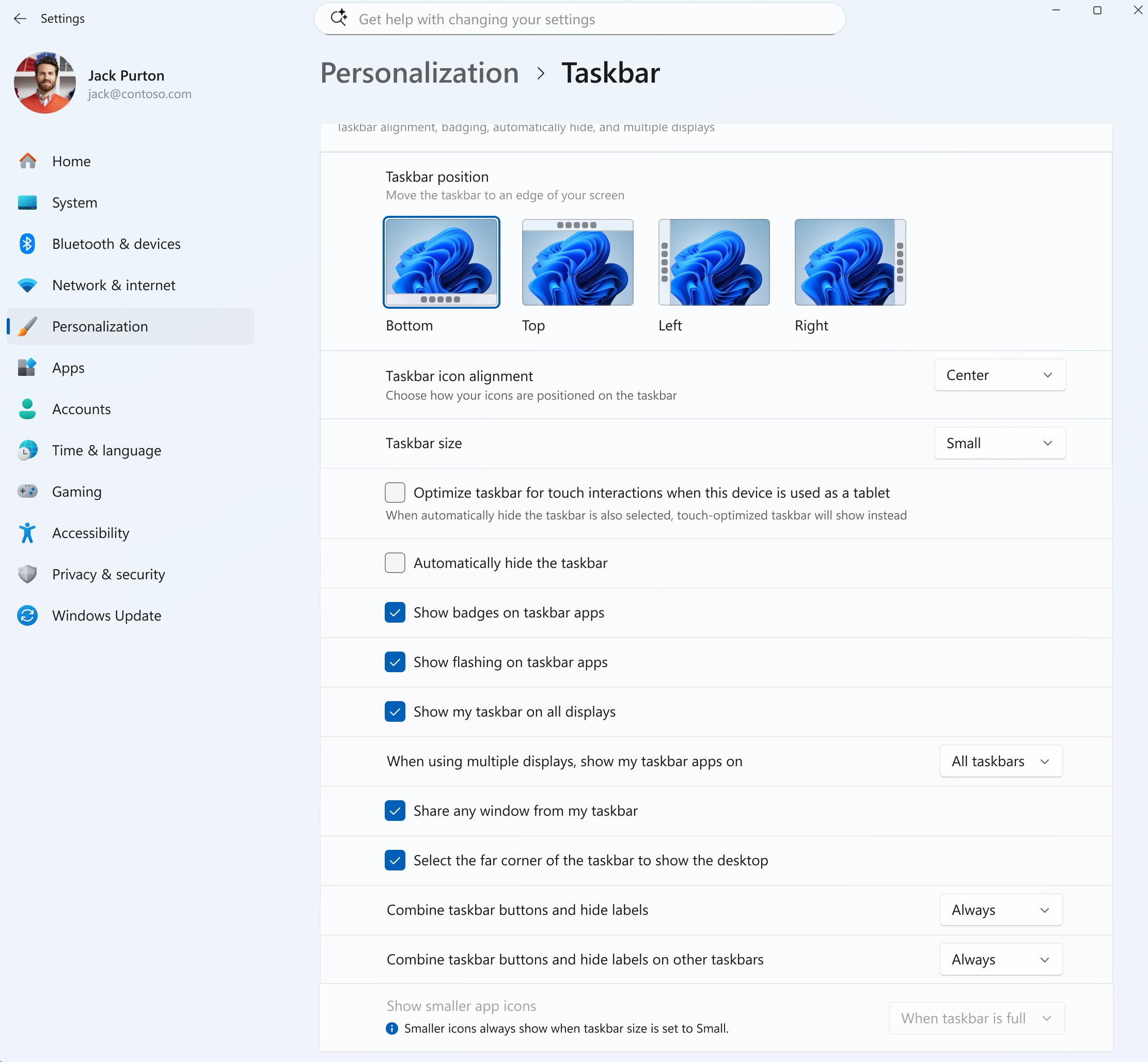Windows Adds Dedicated Taskbar Size Setting - WinCentral